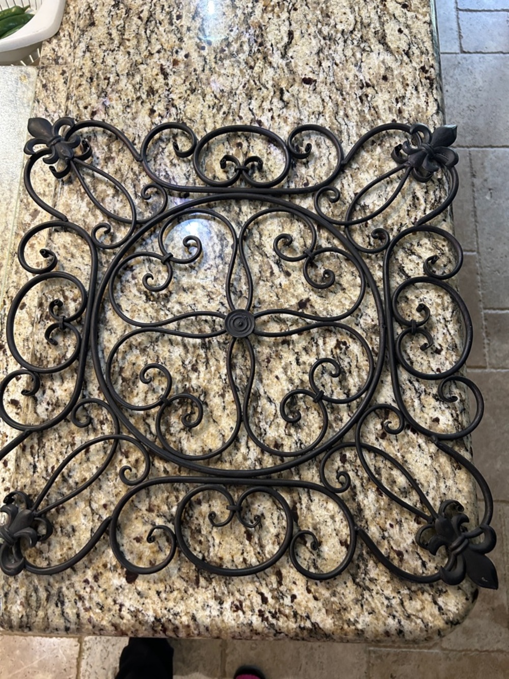 Hand Crafted Black Wrought Iron Wall Scroll Accent - Picture 4 of 9